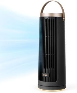 LEVOIT Tower Fan for Bedroom, 20dB Portable Fan with 23ft/s, Up to 20-Hour Battery Life, Easy-to-Carry Desk Fan, 5 Speeds 90° Oscillation, DC Motor, Night Light & Timer, Remoter, for Outdoors, Home