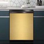 MLGB Stainless Steel Brushed Pattern Dishwasher Magnet Cover Panel Decal Home Appliance Art, Stainless Steel Fridge Door Cover Decals Magnetic, Gold, Mobile Magnetic 23" x 26"