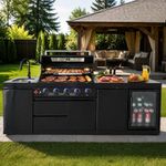 102" Outdoor Kitchen Island,85,000 BTU Stainless Steel Propane Grill.