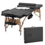 Massage Table Massage Bed Height Adjustable 2 Fold Portable Massage Table 73 Inch Spa Bed Tattoo Table for Massage Beauty Treatment Physiotherapy Tattoo Drawing, Black