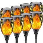 8-Pack Solar Flame Torch (Super Larger Size & Upgraded Vivid Flame), Waterproof Solar Lights Outdoor Decorative with Flickering Flame, Super Bright Outdoor Lights for Garden Patio Landscape Pathway