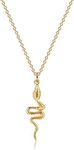 MEVECCO Dainty Gold Snake Necklace for Women 18k Gold Plated Serpent Snake Charm Necklace Cubic Zircon Snake Pendent Chunky Gold Snake Simple Minimalist Delicate Handmade Boho Jewelry For Her