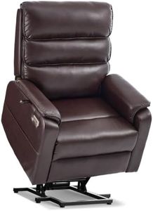 Tami Tami Dual Motor Lay Flat Power Lift Chair Recliner for Elderly with Massage and Heat, Electric Lift Recliner with Infinite Position, USB A&C (T6011-Breathable Faux Leather, Brown, Oversized)