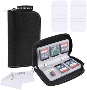 Eco-Fused Memory Card Case - Fits up to 22x SD, SDHC, Micro SD, Mini SD and 4X CF - Holder with 22 Slots (Black - 2 Pack)