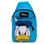 Disney Bag, Sling, Donald Duck Face Close Up, Blue, Bounding, Vegan Leather, Blue, 11.0" x 6.5"