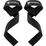 Lifting Straps (1 Pair) - Padded Wrist Support Wraps - For Powerlifting, Bodybuilding, Gym Workout, Strength Training, Deadlifts & Fitness (Black)