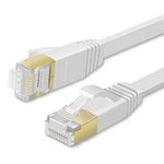 TNP CAT 7 Flat Ethernet Cable 3ft, Flat Wire High Speed 10 Gbps 600MHz CAT7 Connector LAN Network Gigabit Internet Wire Patch Cord with Professional S/STP Gold Plated Premium Shielded Twisted Pair