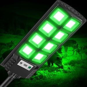 GLOPHOK Solar Hog Lights for Night Hunting, 12000LM Green Solar Hunting Lights Outdoor with Remote Control, Waterproof Motion Activated Feeder Light for Hogs, Deer, Coyotes, Varmint (1 Pack)