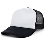 Lids Blank Basic Foam Trucker Adjustable Snapback Hat, White/Black, One Size