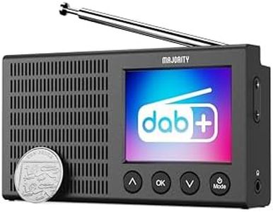 Portable Bluetooth DAB/DAB+ Radio | Rechargeable Battery Pocket Radio with 11 Hours Playback | FM, Dual Alarm, 20 Presets, and Full Colour LED Display | USB, Headphone Jack | MAJORITY Eddington