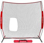 PowerNet 7x7 ft Pitch-Thru Protection Screen for Softball | 49 sqft Barrier | Perfect for Pitching or Batting Practice | Open Area in Net to Allow Ball to Pass Through