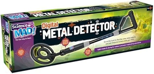 Science Mad Digital Metal Detector for Kids - for Fun Indoor and Outdoor Explorations - Features Lightweight, Sturdy, Flashing Lights, Alerts When in Range, 6+ Years