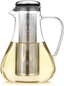 Teabloom All-in-One Glass Pitcher/Teapot (50 OZ / 1500 ML) – For Hot Tea, Iced Tea, Cold Brew Tea and Fruit Infused Water – With Volume Markings For Precise Brewing