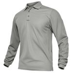 TACVASEN Long Sleeve Shirts for Men Tactical Performance Polo Shirts with Collar Quick Dry Fit Lightweight Work Shirts Workout Golf Light Grey L