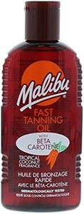 Malibu Sun Bronzing Fast Tanning Oil with Beta Carotene, Water Resistant, Tropical Coconut Fragrance, 200ml