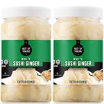 Best of Thailand Japanese White Pickled Sushi Ginger | No MSG | 2 Jars of 12oz Fresh Sliced Young Gari Pickled Ginger in All Natural, Sweet Pickling Brine with Color | Fat-Free, Sugar-Free, Kosher