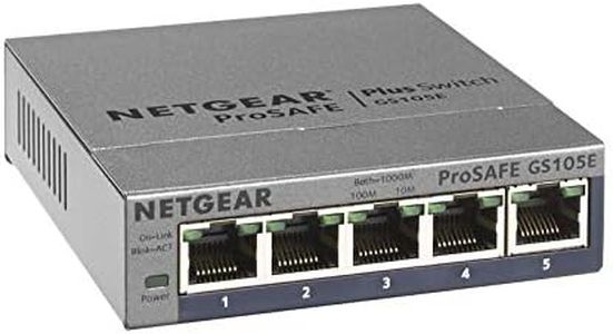 NETGEAR GS105E-200AUS PROSAFE Plus 5 Port 10/1000 GIGABIT L2 Switch Desktop Life WTY, Grey