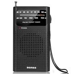 Benss Small Radios Portable AM FM, transistor radios 2AA Battery Operated with Best Reception, Radio with Speaker & Headphone Jack, Pocket Radio for Indoor, Outdoor and Emergency Use(Black)