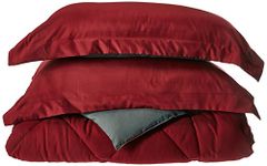 Elegant Comfort Goose Down Alternative Reversible 3-Piece Comforter Set, Full/Queen, Red/Gray