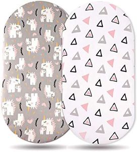 GRSSDER Stretchy Ultra Soft Fitted Bassinet Sheet Set 2 Pack, Universal Fit for Bassinets Baby Cradle Moses Basket Oval Rectangle Pad/Mattress, Dream Unicorn Bassinet Sheets for Babys and Girls