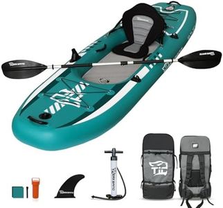 TIGERXBANG 10.2'x35''x8'' Inflatable Kayak with Detachable Seat, SUP-Kayak Set Includes Hand Pump/Aluminum Oar/Backpack, Inflatable Boat for Adults/Youth | for Fishing, Touring-Green