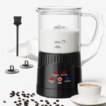 QEXREED 4-in-1 Milk Frother Electric, Automatic Milk Frother 400ML, Auto Shut-Off, Silent Operation, Hot & Cold Milk Warmer for Coffee, Latte, Cappuccino