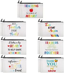 14 Pcs Teacher Gifts Makeup Bags, Teacher Zipper Pouch 7 Styles Cosmetic Bags Travel Toiletry Case Pencil Bag for Christmas Holiday Birthday Teacher Appreciation Gifts Bulk