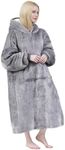 Oversized Sherpa Blanket, YUGYVOB Warm & Fuzzy Wearable Blanket, Ideal Gift for Men, Women, Teens (Dark Grey)