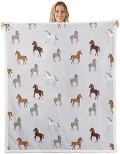 Horse Plush Blanket Galloping Horse Printed Fleece Throw Blanket Wild Horses Sherpa Blanket for Boys Girls Kids 3D Cartoon Animals Pattern Fuzzy Blanket for Sofa Bed Couch, Baby 30x40 Inch