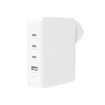 Belkin 140W GaN 4-Port (3X USB-C and 1x USB-A) PD 3.1 Fast Wall Charger, Compact Size, Compatible with MacBook Pro, MacBook Air, USB-C Laptops, iPhone 15 & Other USB-C Devices - White