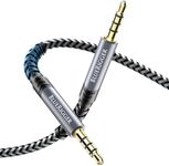 BlueRigger 3.5mm TRRS Audio Cable - (10FT, 4-Pole Male to Male AUX Cord, 1/8" inch TRRS Jack, HiFi Stereo, 4 Conductor Auxiliary Cord) - Compatibility with Phone, Tablet, Car Stereo, Headphones