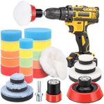 29Pcs Car Polishing Pads for Drill, Ordriv Polishing Pads Car Polishers and Buffers Sponges Wool Buffing Pads, with 2x M14 Drill Adapters, for Cordless Screwdrivers, Car Sanding, Polishing, Waxing