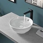 Davivy 15'' Round Bathroom Sink with Pop Up Drain,Ceramic Vessel Sink,Bathroom Sinks Above Counter,White Vessel Sink,Counter top Sink,Round Vessel Sinks for bathrooms