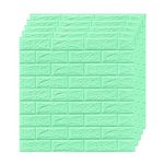 Hexon 3D Foam Wallpaper Wall Panels Brick Self-Adhesive Waterproof PE Foam, Peel and Stick Ceiling Wallpaper for Bedroom Furniture 3D Brick 70cmX70cm-Pista Green Pack of 3