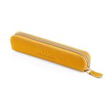 Antony Olivier Real Leather Pencil Case | Yellow Pen Pouch with Zip | for Men, Women & Professionals | Cutest Slim Design Size Pouch for Stationery & Utensils