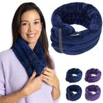 SunnyBay Cordless Hands-Free Heating Wrap, Wider Calming Hot & Cold Pain Relief Pad with Plush Cover, Microwaveable Warm Compress, Soothing Sore Neck & Shoulders, Muscle Aches & Cramps, Blue