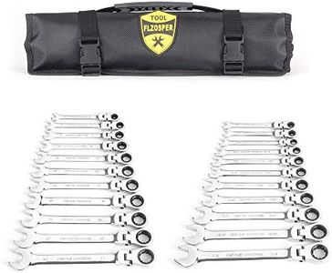 22-Piece Flex-Head Ratcheting Wrench Set，Metric & SAE Chrome Vanadium Steel Hand Combination Wrench Spanner with Portable Carrying Bag (Flex Head Ratchet Wrench)