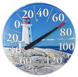 EZREAD Hanging Dial Thermometer 840-1215 Weather Thermometers for Indoor and Outdoor Use, Large 12.5 Inch Diameter, Easy to Read Numbers, Lighthouse