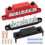 Joinfworld Power Distribution Block 12V Bus Bar 250A 5/16" Stud Marine Bus Bar Terminal Block 12 Volt DC Battery Busbar with Cover - Negative&Positive