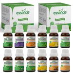 essancia - NATURALLY IN EVERY DROP Pack Of 12 Essential Oils Combo Set Tea Tree, Lavender, Orange, Lemon, Diffuser & Aromatherapy. 100% Natural, Undiluted, Pure & Therapeutic Grade Essential Oils Kit