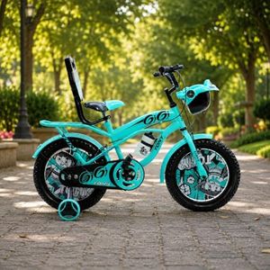 RAW Bicycles Sports Gigi with Training Wheels 16T BMX Bicycle Cycle for Kids 5-8 Years | Sea Green Black | Tubeless Tyres | Easy Assembly | Heavy Steel Frame