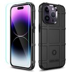 LABILUS Rugged Shield 8ft Drop Proof TPU Thick Armor Tactical Protective Case Compatible with iPhone 14 Pro (6.1 inch) - Dark Black