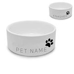 Personalised Small Pet Bowl with Name and Paw Print, Personalise with Any Name for Any Pet