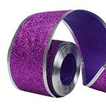 Gardeningwill 33Ft/10Meters Purple Glitter Christmas Ribbon Wreath Present Weeding Arts Crafts Gift Wrapping