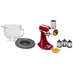 KitchenAid 5 Quart Tilt-Head Glass Bowl With Lid | Fresh Prep Slicer/Shredder Attachment