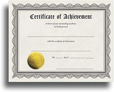 Certificate of Achievement Certificate Paper with Embossed Gold Foil Seals - 30 Pack - Parchment Award Certificates for Students, Teachers, Employees - 8.5" x 11" Inkjet/Laser Printable