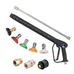 Aim Tools High Pressure Washer Gun Long Handle 4000 PSI with 5 Spray Nozzle Tips, 40cm Extension Wand, M22-14mm Fitting and Quick Connect Adapter Fits Karcher, Car Jet Washer Cleaning Kit