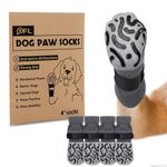 2 Pairs Anti Slip Dog Socks Paws Stop Licking, Dog Paw Protectors Dog Socks with Grips Strong Traction, Adjustable Dog Boots Dog Shoes for Senior Dogs Hardwood Floors Indoor Outdoor Walking(Grey,L)