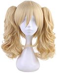 Morvally Short Straight Blonde Bob Wig with Two Jaw Claws Ponytail Hair for Cosplay Costume Halloween Wigs