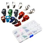 ULTNICE 15pcs Finger Pick Thumb Pick Set Guitar Picks with 15 Grid Case Storage Box